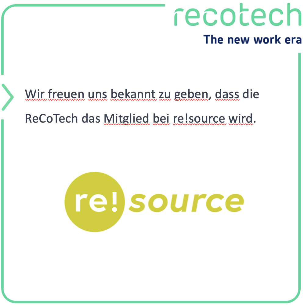 Advancing sustainability: ReCoTech becomes a member of re!source